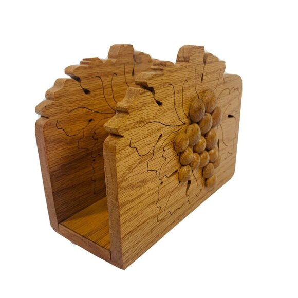 Handmade Wooden Etched Napkin Holder 3D Berries Kitchen Decor Farmhouse Country - Picture 2 of 9